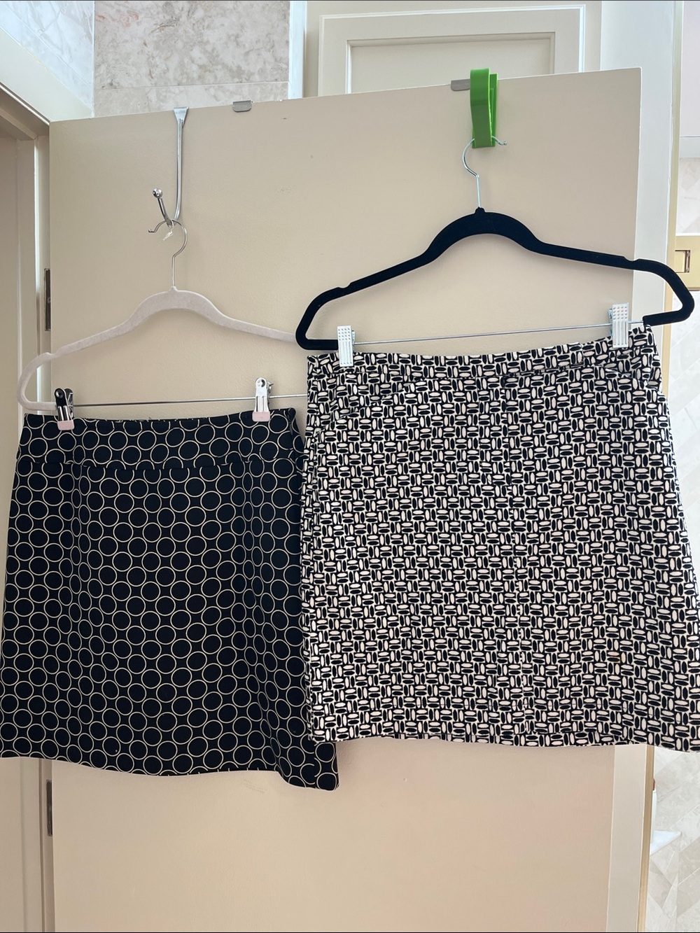 LOFT Black & White Patterned Mini Skirts Duo